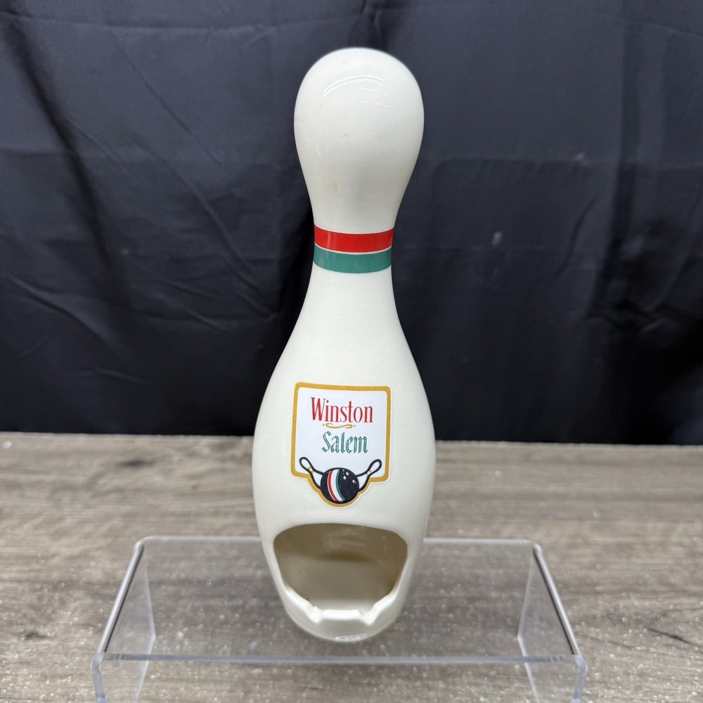 Vintage Winston Salem Cigarettes Advertising Bowling Pin Ceramic Ashtray Tobacco